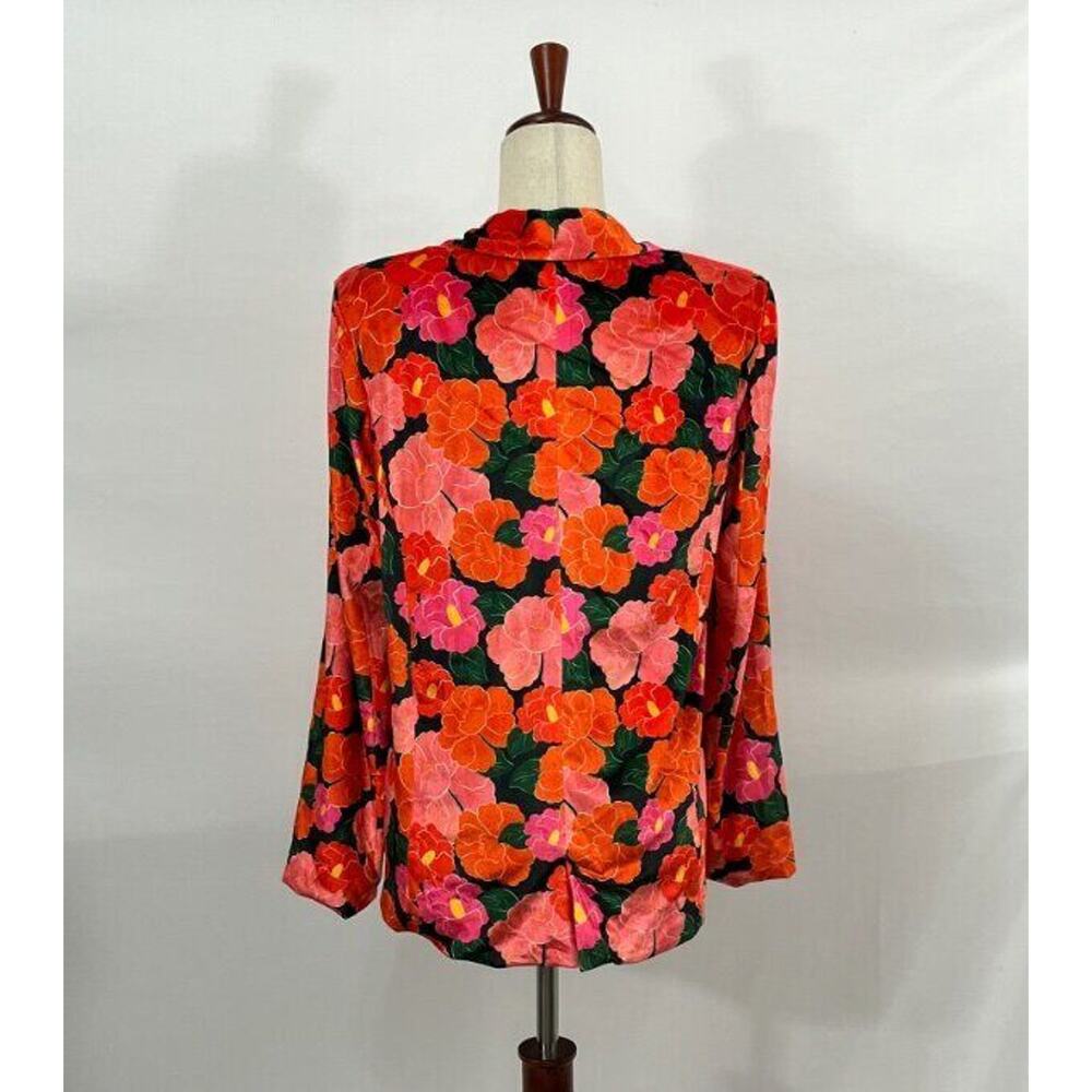MIXED by Nasrin Sz XS Red Pink Floral Velvet Blazer Jacket Ruby - Picture 6 of 10